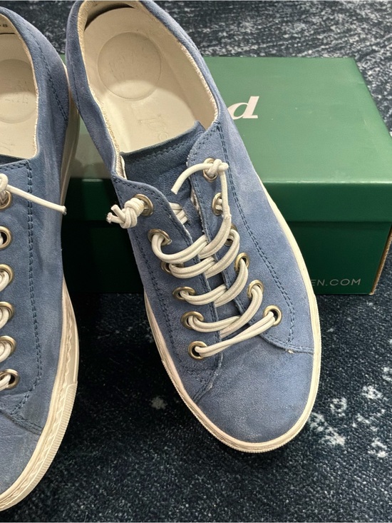 Paul Green Shoes - Paul Green Women's Suede Lace-Up Sneakers in Light Blue with Cream Laces
